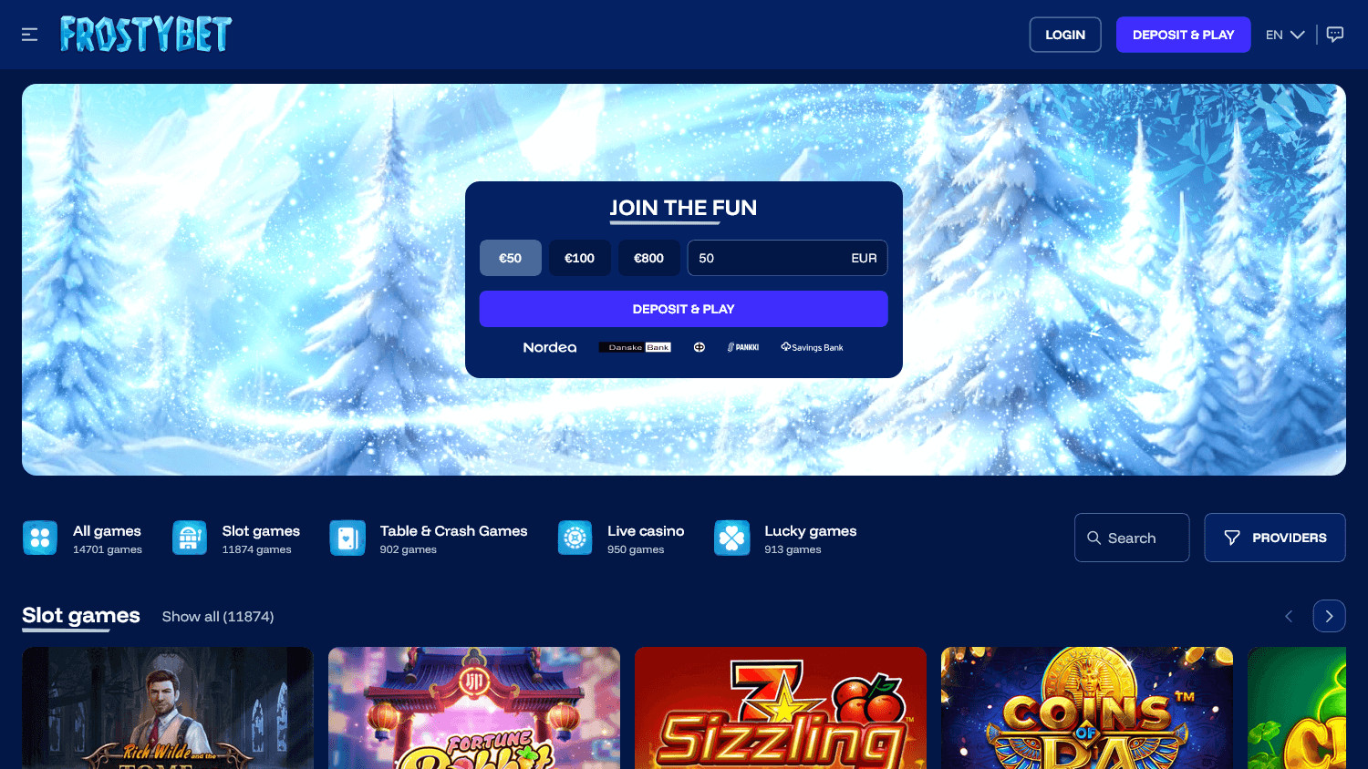 Frostybet Casino Desktop screenshot