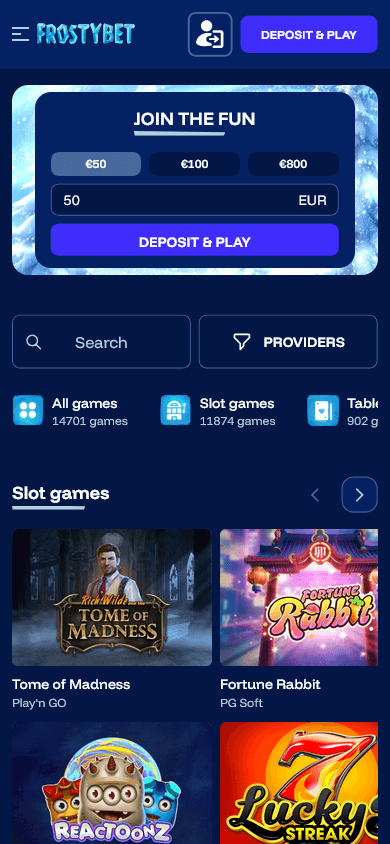 Frostybet Casino Mobile screenshot